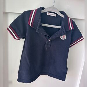 Moncler Kids Polo Shirt in Dark Blue with Red Accents